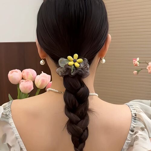 油画晕染纱发圈！少女甜美小发饰