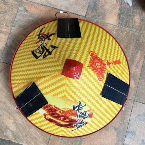竹子编帽子超轻款太阳能风扇农活