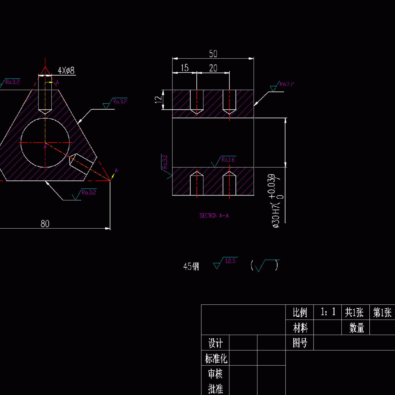 三角块零件机械制造技术加工工艺学规程及CAD图装备夹具设计说明