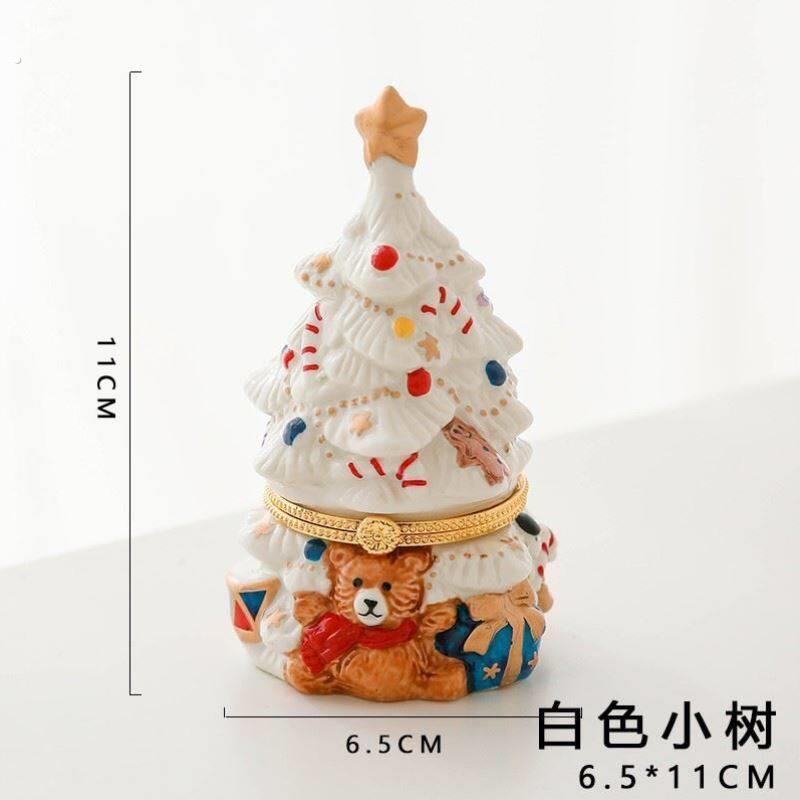 首饰盒戒指复古小巧装饰摆件手收纳盒饰品圣诞树高档陶瓷可爱精致