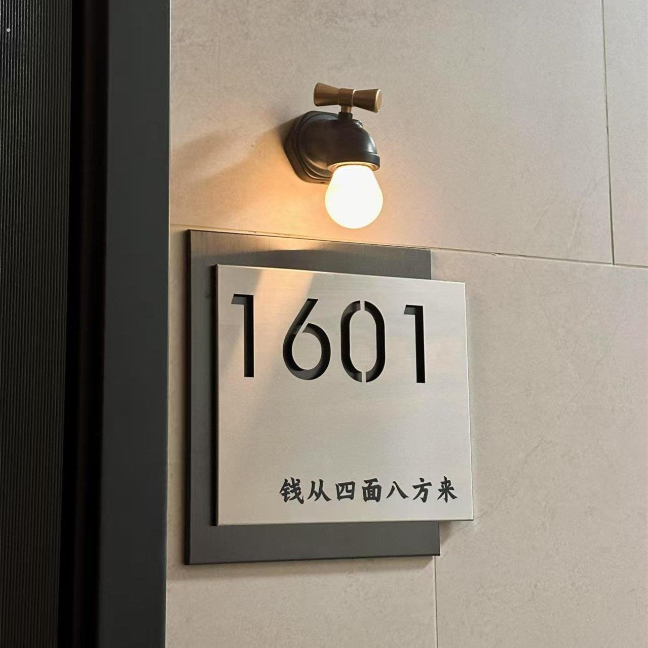 不锈钢门牌号高级感轻奢创意家用入户门标识牌酒店公司双层指示牌