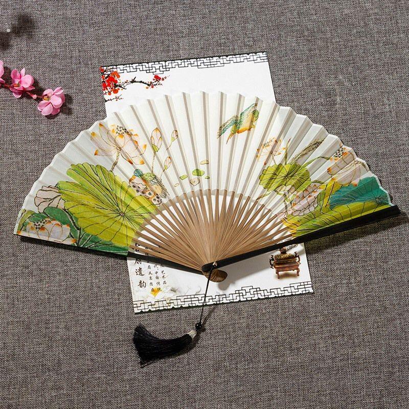中国风8寸28方 男女式折扇中国风手工舞蹈汉服随身流苏古风扇子