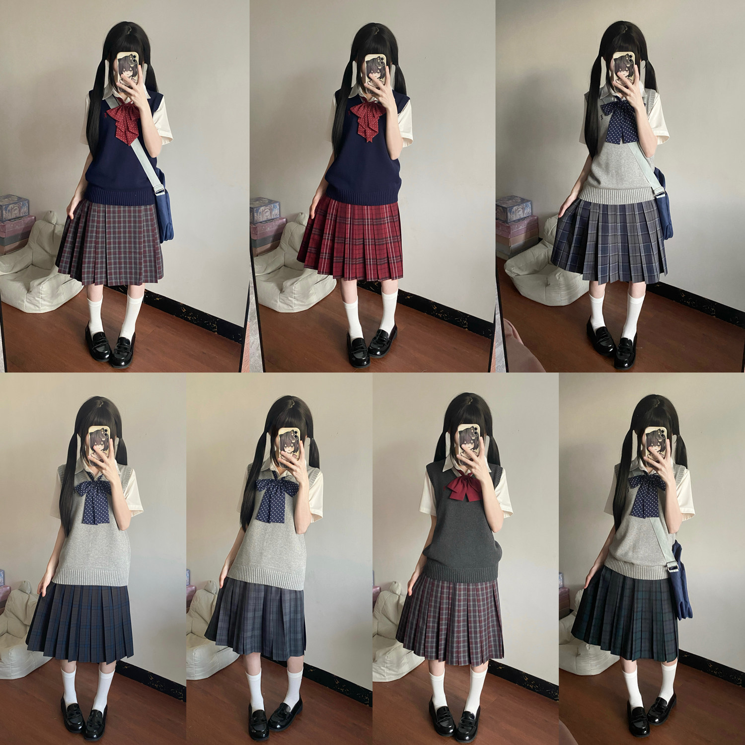 55CM/川岛私立jk制服裙长裙校供感格裙半身裙高腰百褶裙学院风