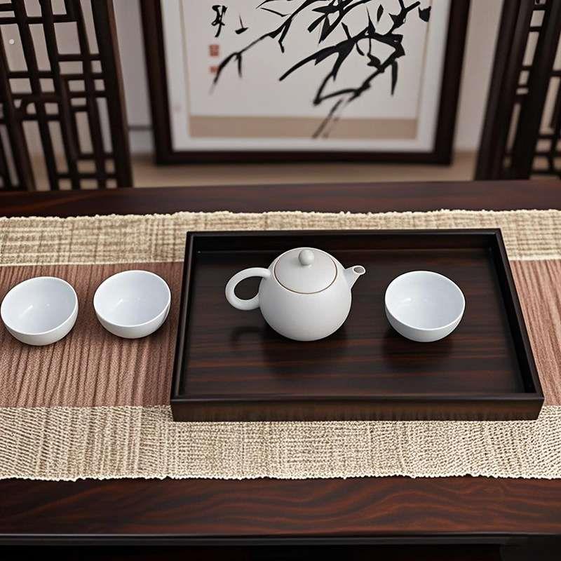 紫光檀长形托盘实木杯垫家用功夫茶隔热垫套装简约茶托茶艺茶点盘