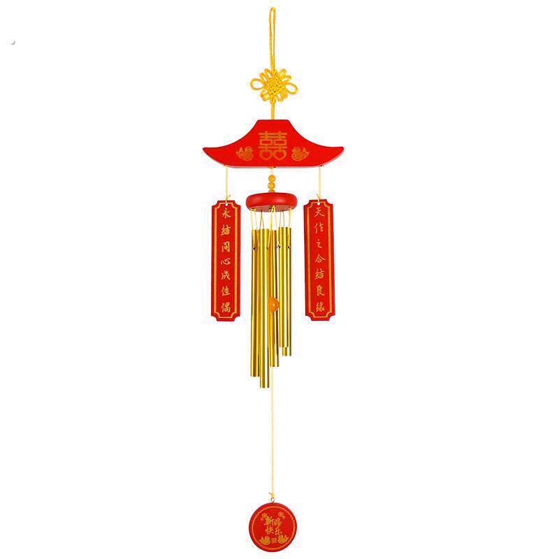 中式古风新年快乐风铃挂饰门饰春联红色氛围装饰福字门铃铛挂件