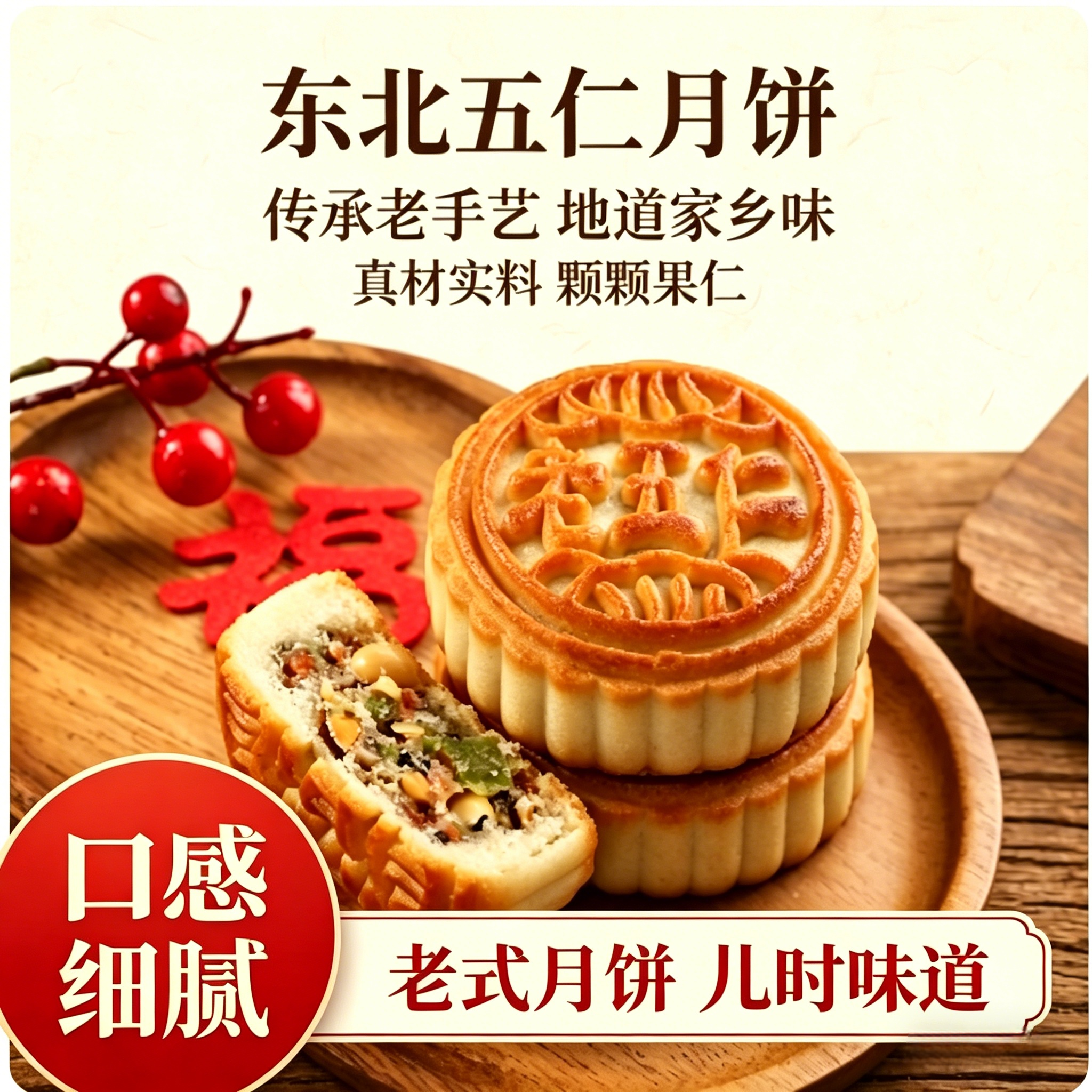 老式月饼正宗东北五仁月饼零食批发传统散装独立包装