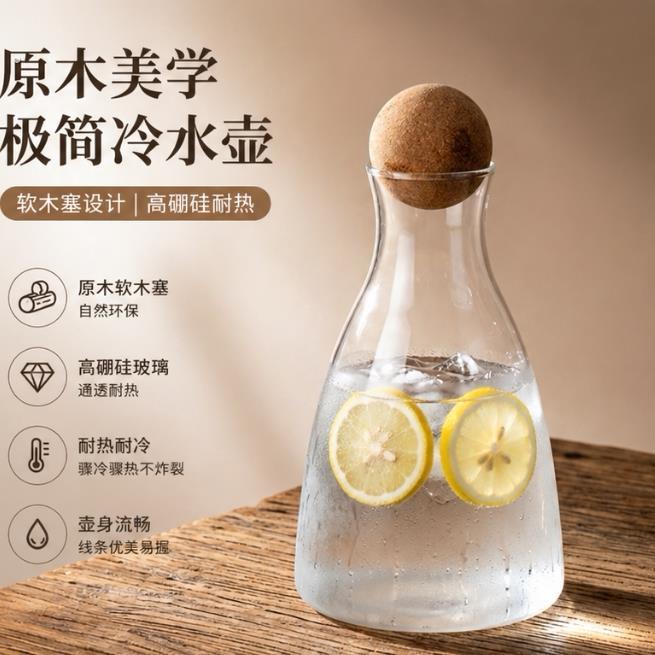 玻璃凉水壶大容量耐高温冷水壶冷萃壶冷泡茶壶冷泡壶冷萃茶壶水杯