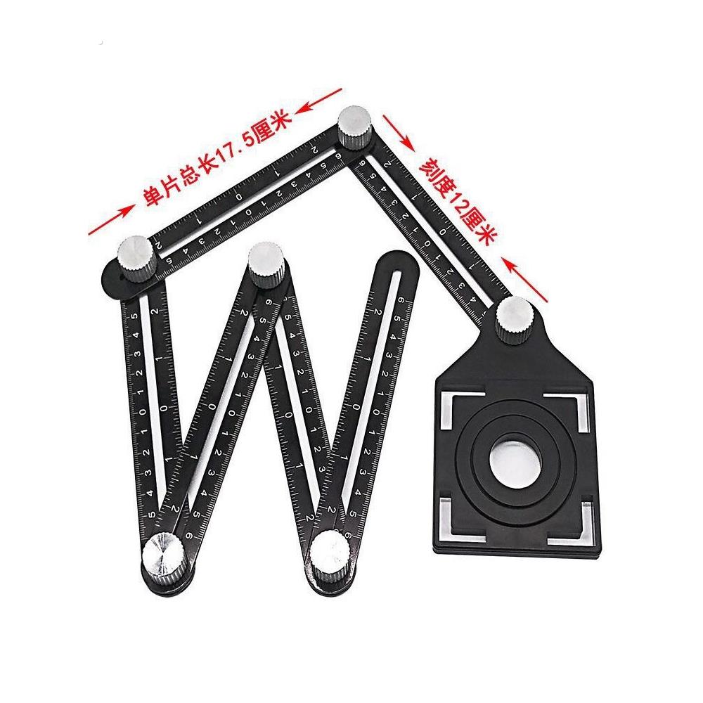 瓷砖开孔定位器万向六折尺多功能泥瓦工贴瓷砖工具不锈钢辅助工具
