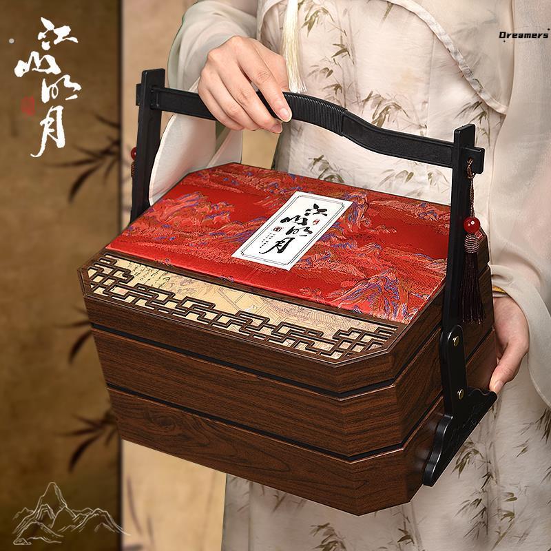 新款中秋月饼礼盒双层八粒十粒装提篮空盒高档节日糕点手提礼厂家