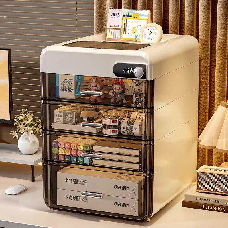 密码收纳盒桌面抽屉式办公室带锁文件柜贵重物品书桌置物架储物箱