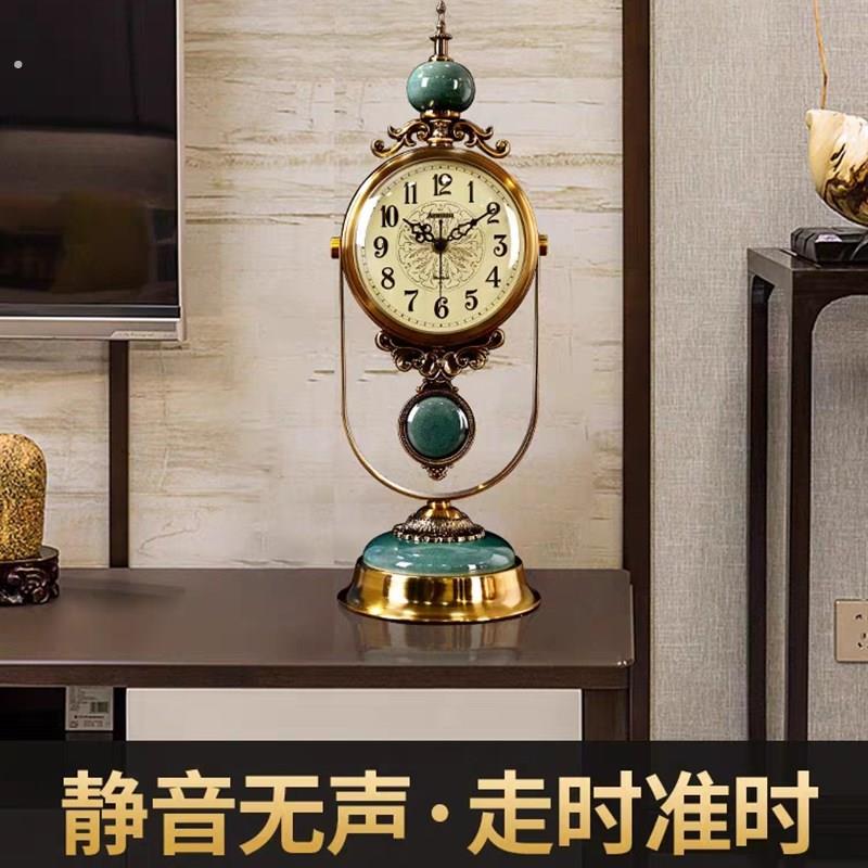 欧式复古座钟客厅时钟2023新款美式摆放台式钟表家用摆钟大气座钟