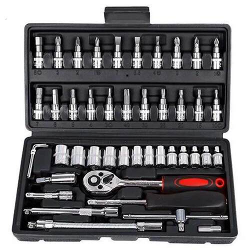 德国品质46件套装工具1/4小飞工具套装小棘轮工具套筒扳手修车工