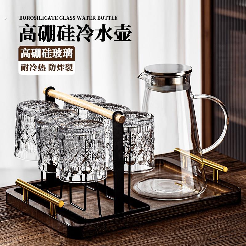玻璃水杯耐高温高级感家用待客茶杯套装高颜值轻奢红啤酒喝水杯子
