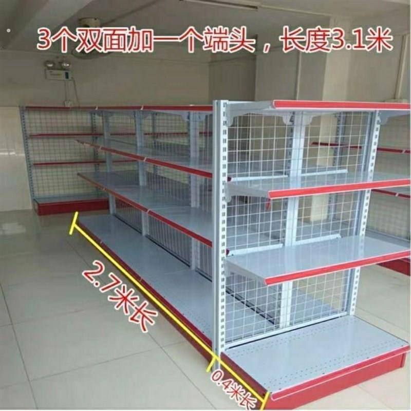 超市货架小卖铺双面货架中岛架展示架便利店展示架双层双面货架