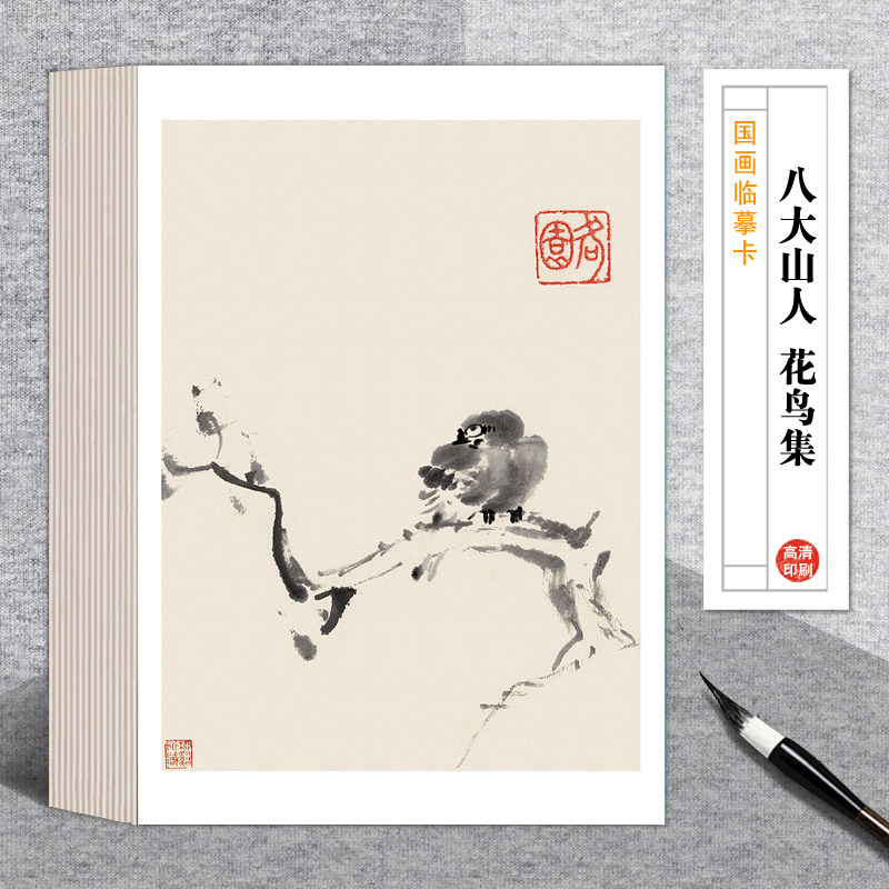 国画临摹卡八大山人花鸟鱼虫小品国画 绘画艺术培训高清印刷32张中国风铜版纸传统国画临摹卡