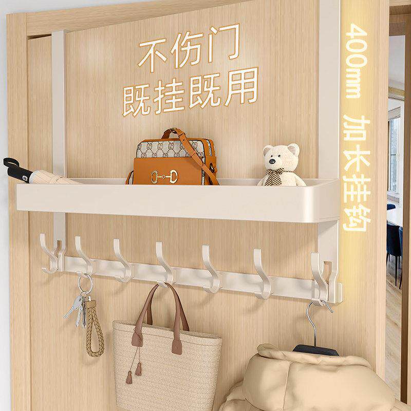 吸盘免打孔门后挂钩加长衣服挂衣钩卧室门衣帽架置物架门上挂衣架