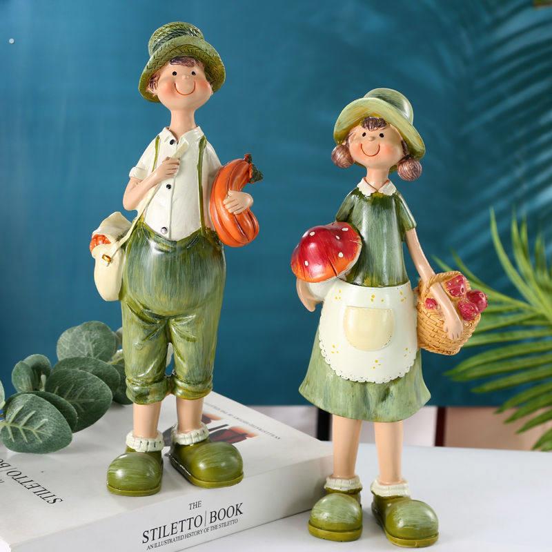 树脂工艺品家居装饰品卧室摆设 创意古典风情人节礼物乡村小孩摆