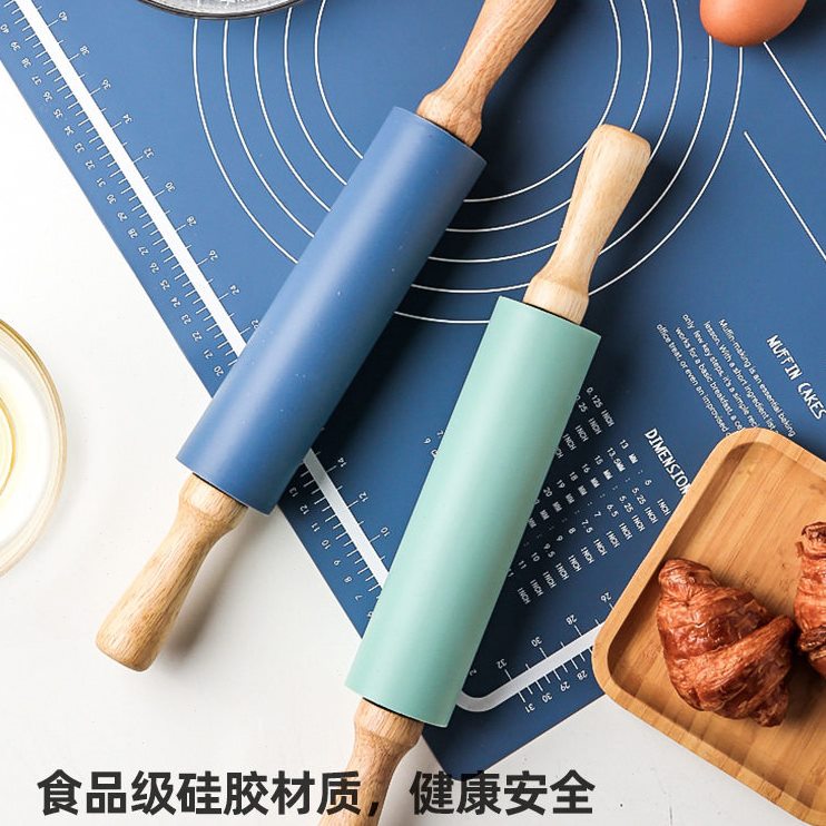 甄选I9EK滚轴擀面杖家用擀面棍小号硅胶撖面杖杆面棒商用杠面擀面