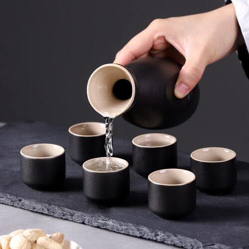 甄选日式清酒壶白酒杯仿古陶瓷酒杯套装礼品温酒具白酒分酒器可印