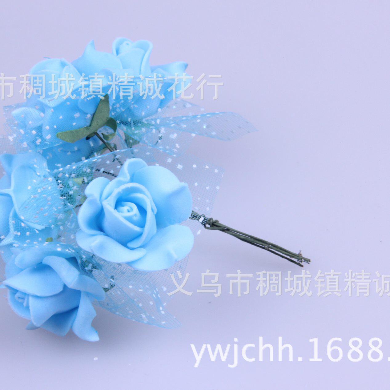 甄选花环头饰配件花仿真花韩式糖盒带纱泡沫玫瑰花婚庆带铁丝假花