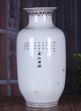 甄选陶瓷落地大花釉上彩雪景图大号冬瓜装饰礼品庆典陶瓷摆件