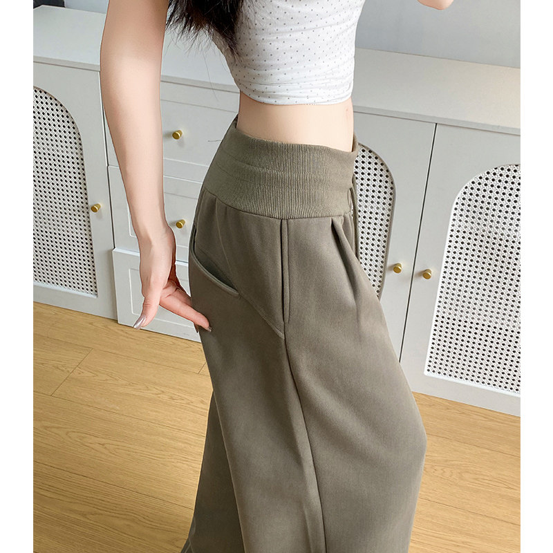 军绿色美式运动裤女2026新款低腰抽绳宽松显瘦高腰垂感休闲阔腿裤