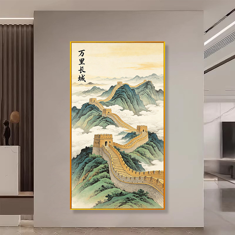 现代简约万里长城十字绣满绣2026新款入户玄关墙面手工绣DIY线绣