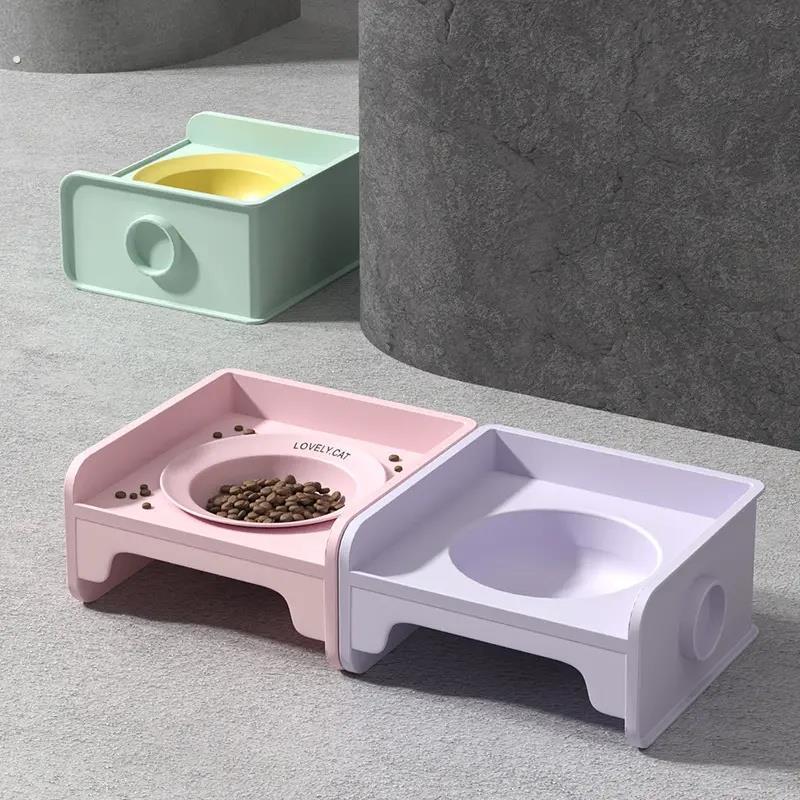 宠物方块猫碗架餐桌可拼接狗碗猫食盆陶瓷宠物碗水碗粮防漏食护颈