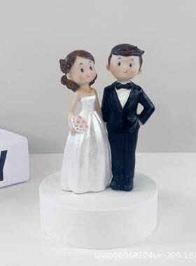 创意婚礼蛋糕装饰人偶新郎新娘婚纱娃娃摆件结婚新房婚庆婚礼布置