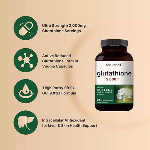 美国直邮NatureBell glutathione 还原型体谷胱甘肽抗氧肝脏240粒