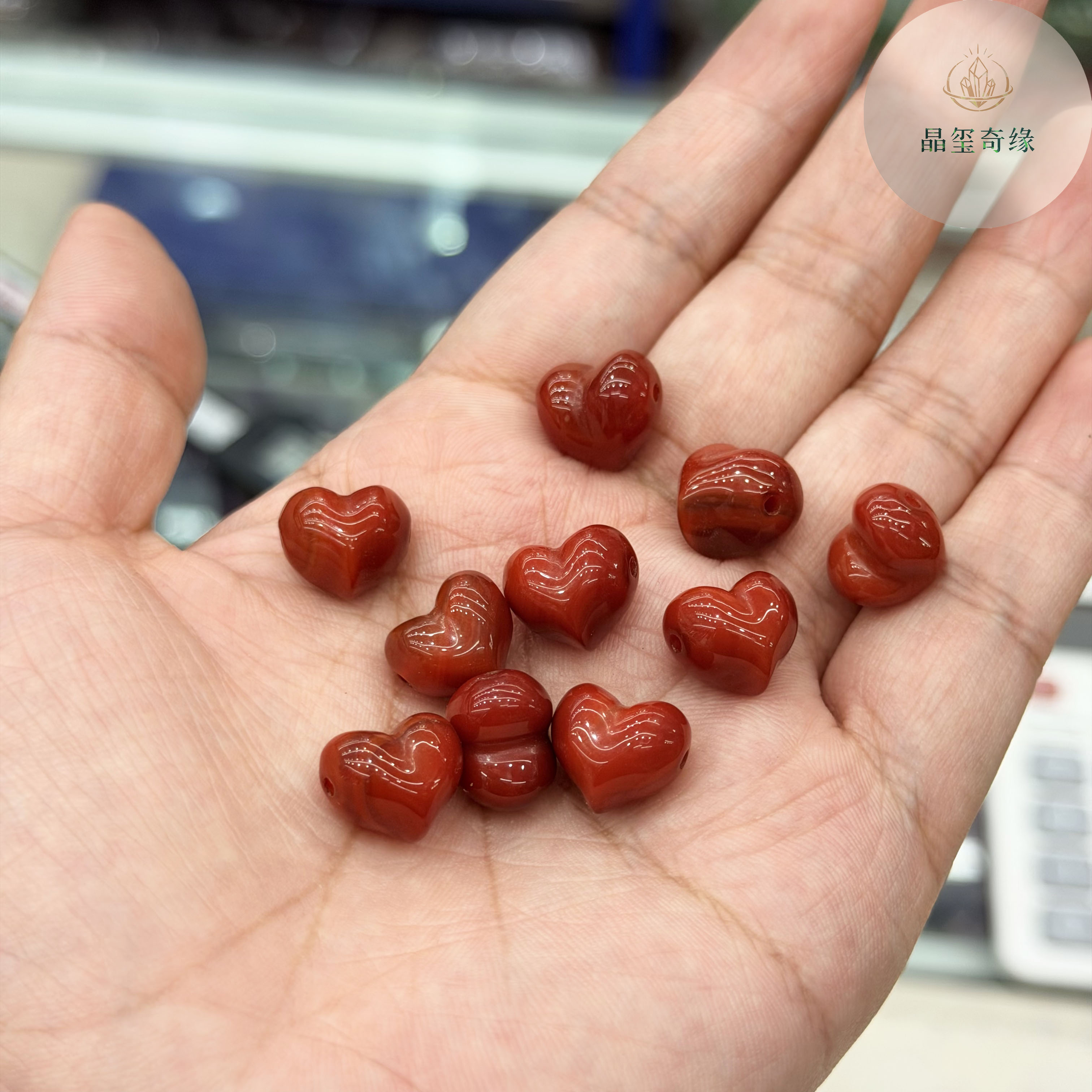 天然南红玛瑙雕刻屁桃爱心约12mm单珠隔珠diy饰品吊坠手链配饰
