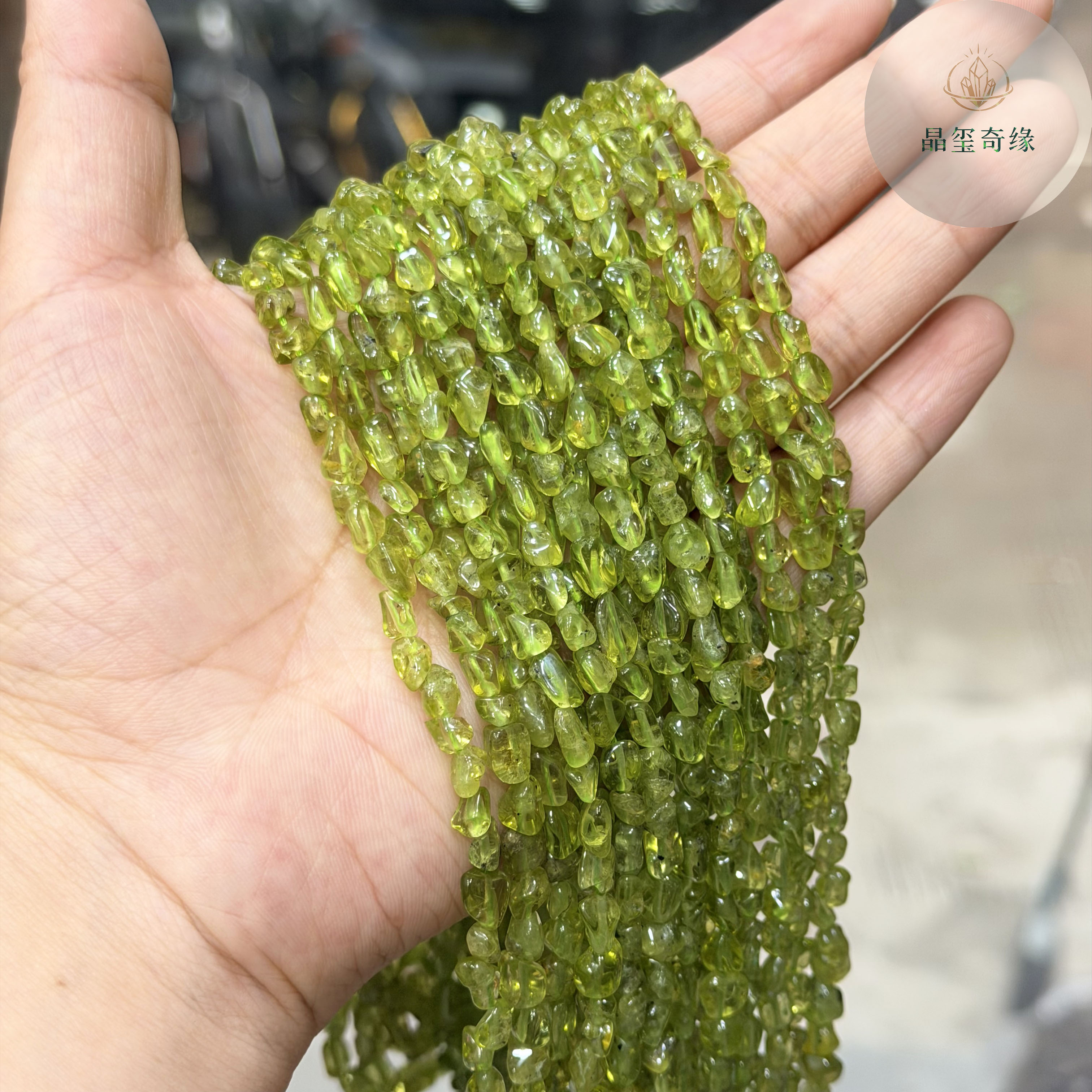 原矿橄榄石不规则碎石散珠