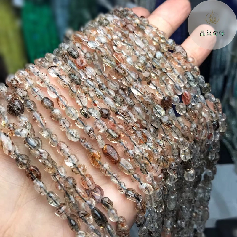 6*8mm天然随形碎石不规则有孔玛瑙玉石散珠大合集diy串珠半成品