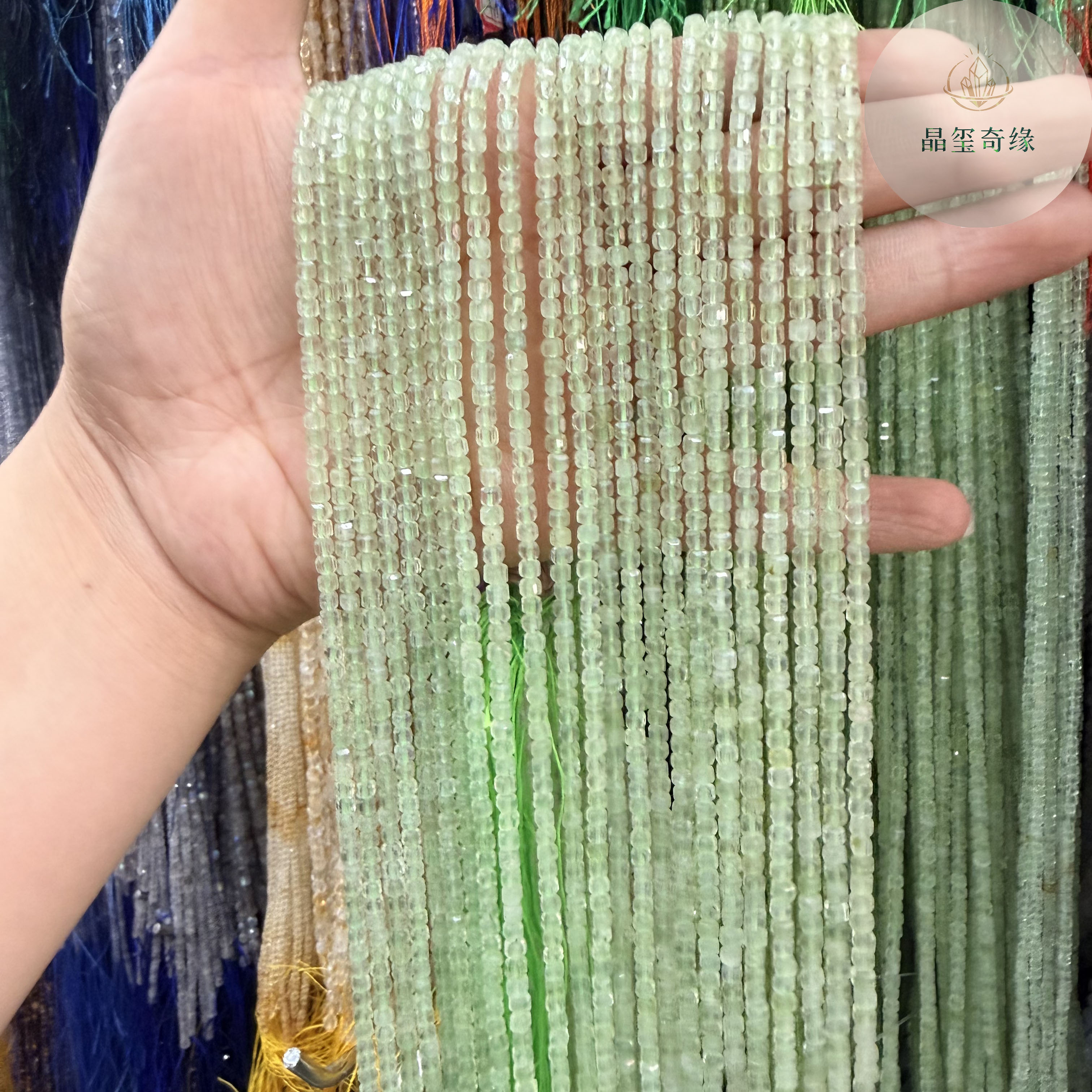 天然好品质葡萄石3mm切面方糖散珠Diy手工串珠项链手链饰品配件