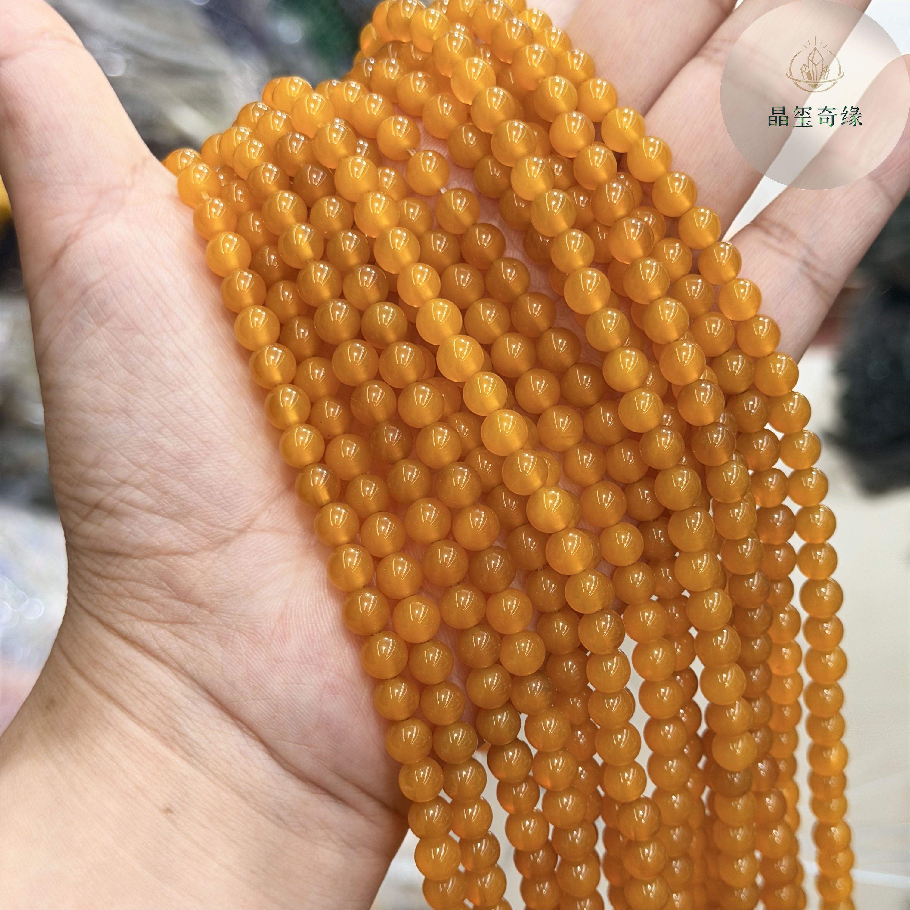 4-12mm天然A级黄玛瑙圆珠散珠