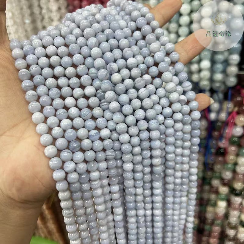 天然原矿巴西蓝纹玛瑙圆珠紫玛瑙散珠半成品diy手链项链串珠配件