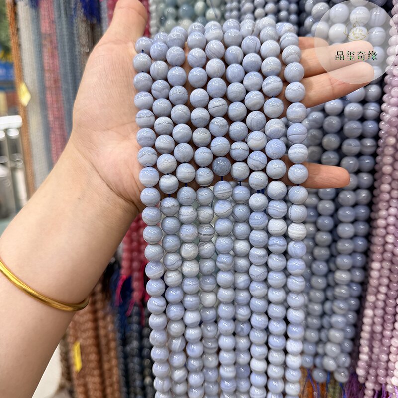 天然巴西蓝纹玛瑙圆珠紫玛瑙散珠半成品diy手链项链串珠配件材料