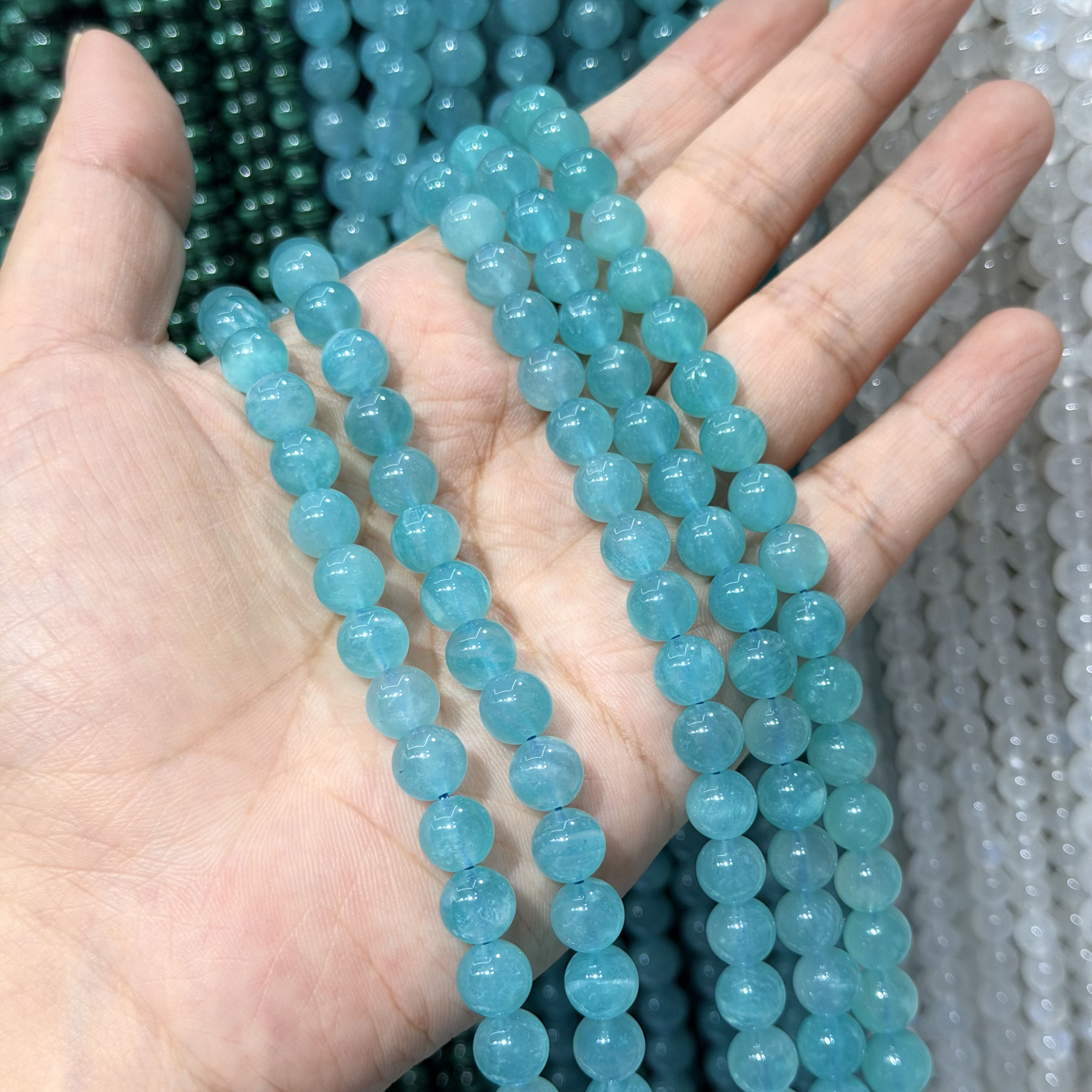 天然无优化天河石8mm散珠