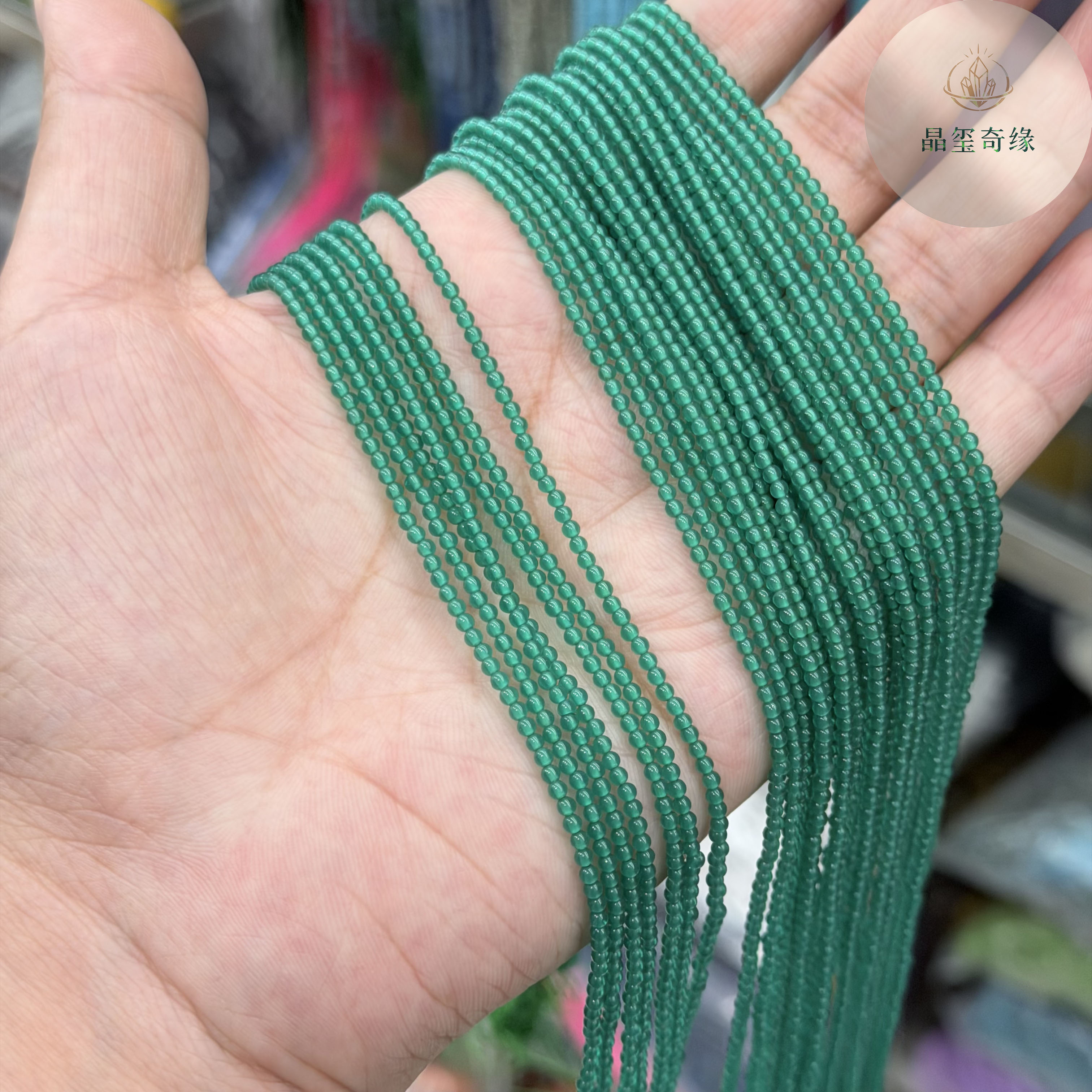 天然绿玛瑙2mm细圆散珠