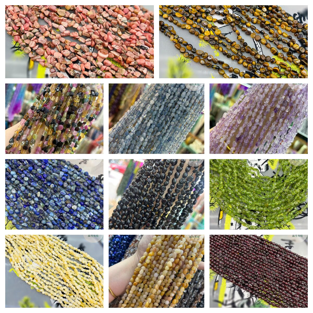 4-6mm天然随行散珠碧玺玛瑙海蓝宝橄榄石不规则碎石DIY串珠饰品