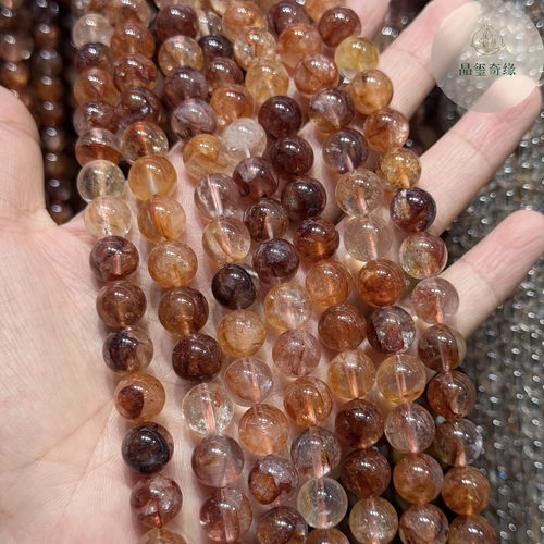 6-12mm天然红胶花水晶散珠