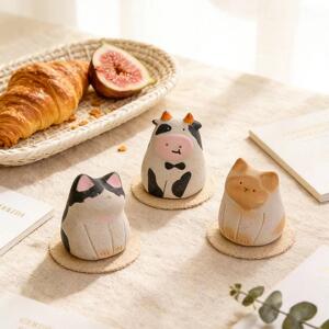 燚坊猫猫窑陶瓷小猫摆件扩香石牛墩墩创意猫咪桌面摆件品精致礼物