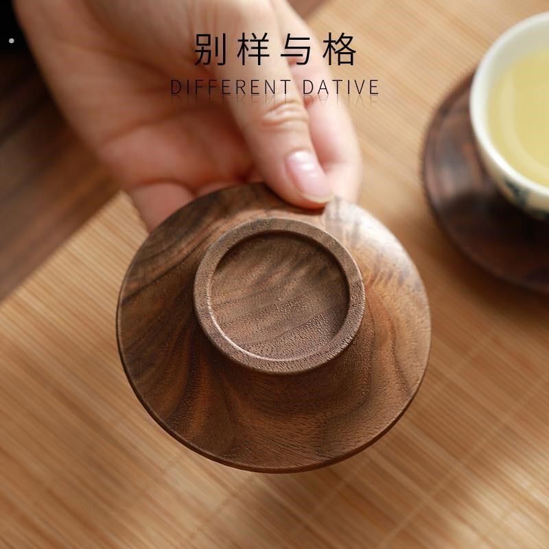 北美黑胡桃木原木茶杯托杯垫实木质隔热垫创意功夫茶具茶道配件新