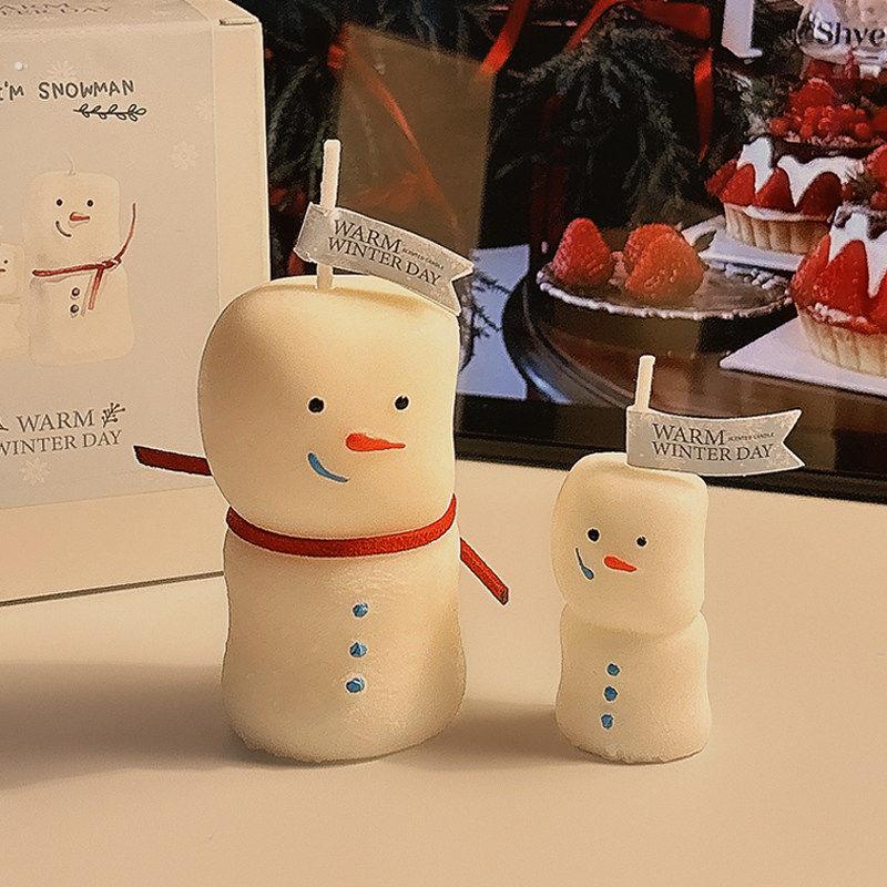可爱雪人香薰蜡烛室内家用持久高级礼盒桌面氛围装饰品摆件礼物女