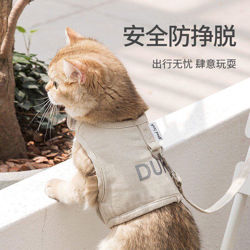 猫咪牵引绳防挣脱猫背带四季通用透气宠物胸背带外出遛猫绳遛狗绳