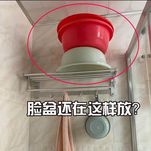 浴室脸盆收纳架柜下脸盆架卫生间洗漱台底部盆子伸缩挂架置物架