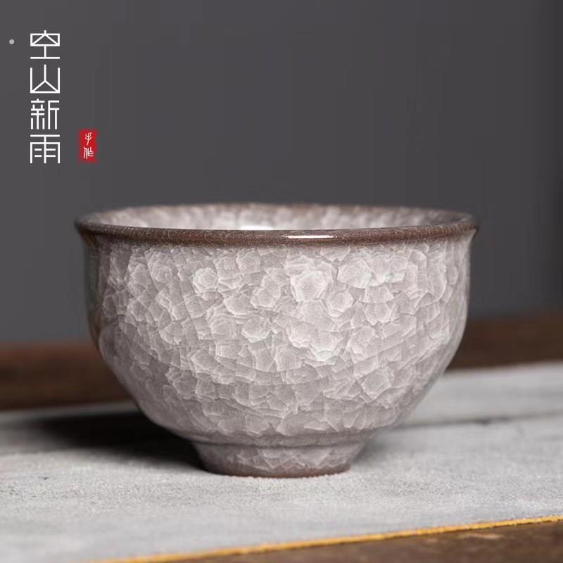 空山新雨主人杯单杯陶瓷冰裂纹茶杯盏青瓷功夫茶具高端个人品茗杯