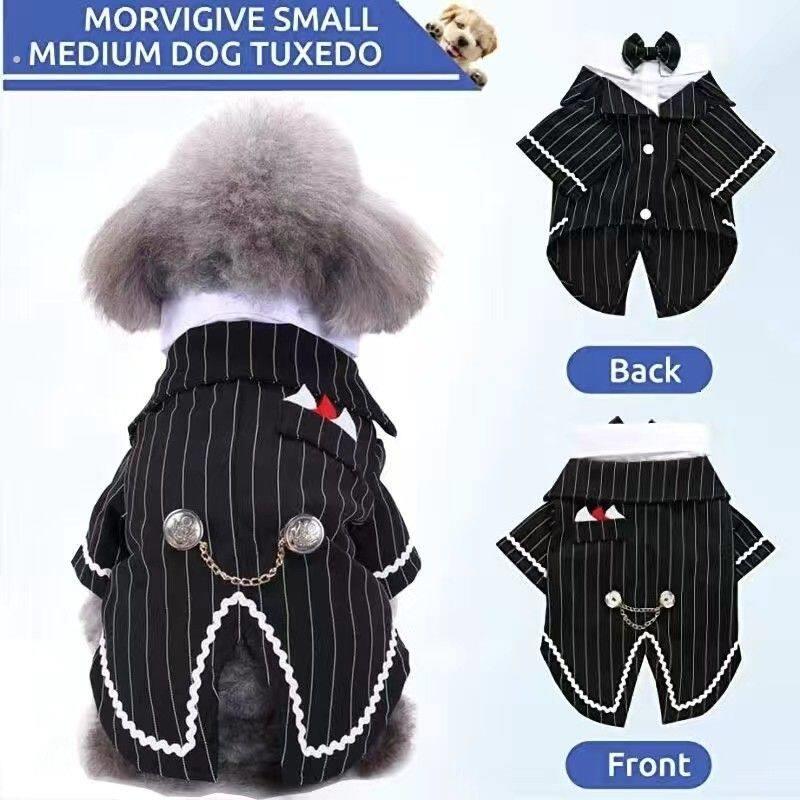 猫咪狗狗衣服春夏款西装礼服小型犬燕尾服假两件两脚柯基法斗泰迪