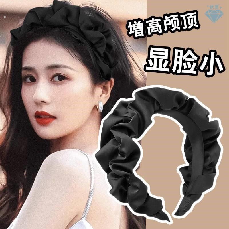 头颅高黑色褶皱发箍宽边高级感发箍女款颅顶显脸小202新款卡图片