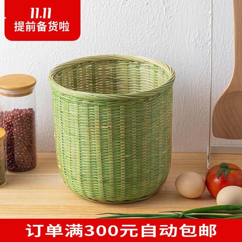 头层竹青篾竹篮圆直桶收蜂笼竹编收纳筐手工编织圆桶形竹编筐